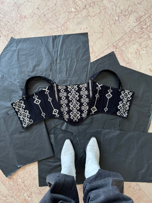 Romanian Folk Corset with geometric motifs