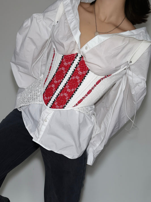 Romanian handwoven folk underbust corset