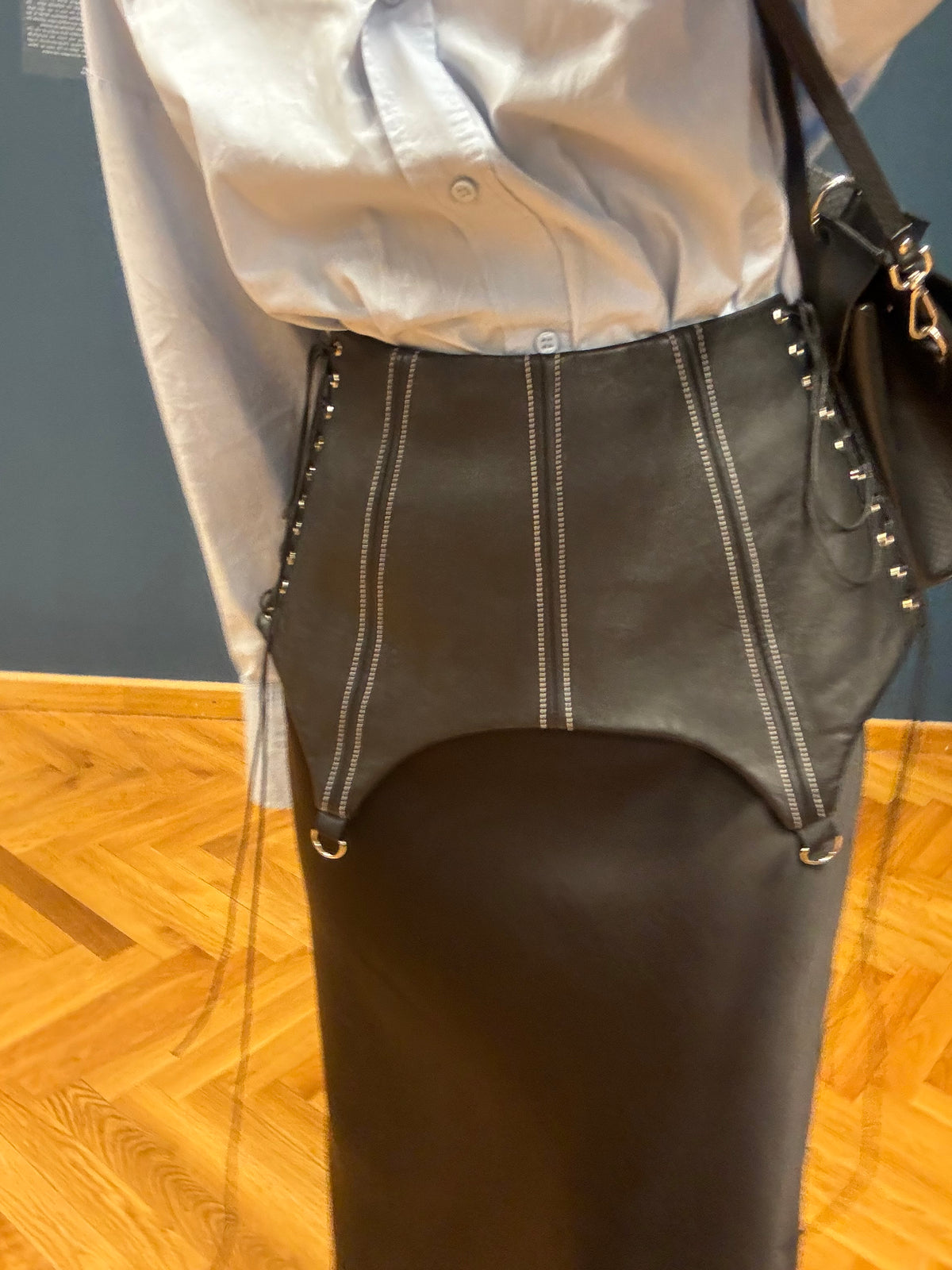 Black Genuine Leather Corset Belt