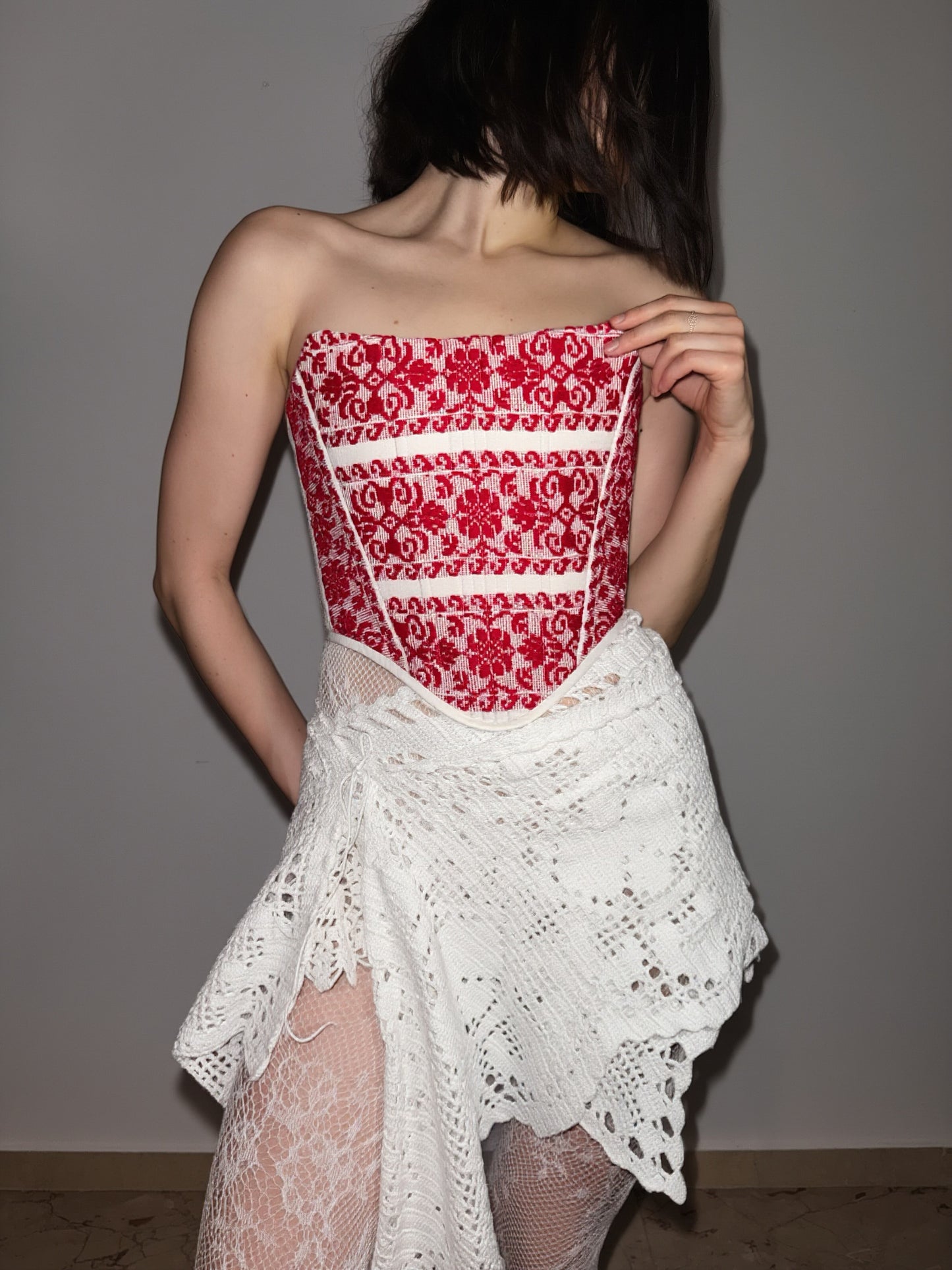 Romanian handwoven folk corset, XS