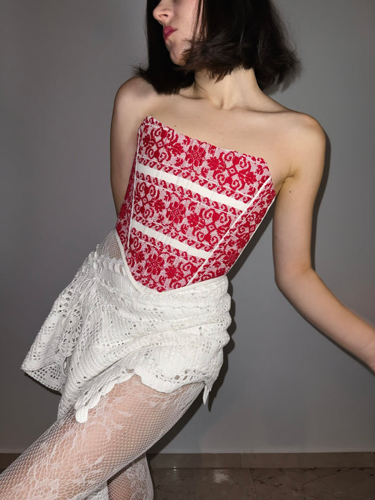 Romanian handwoven folk corset, XS