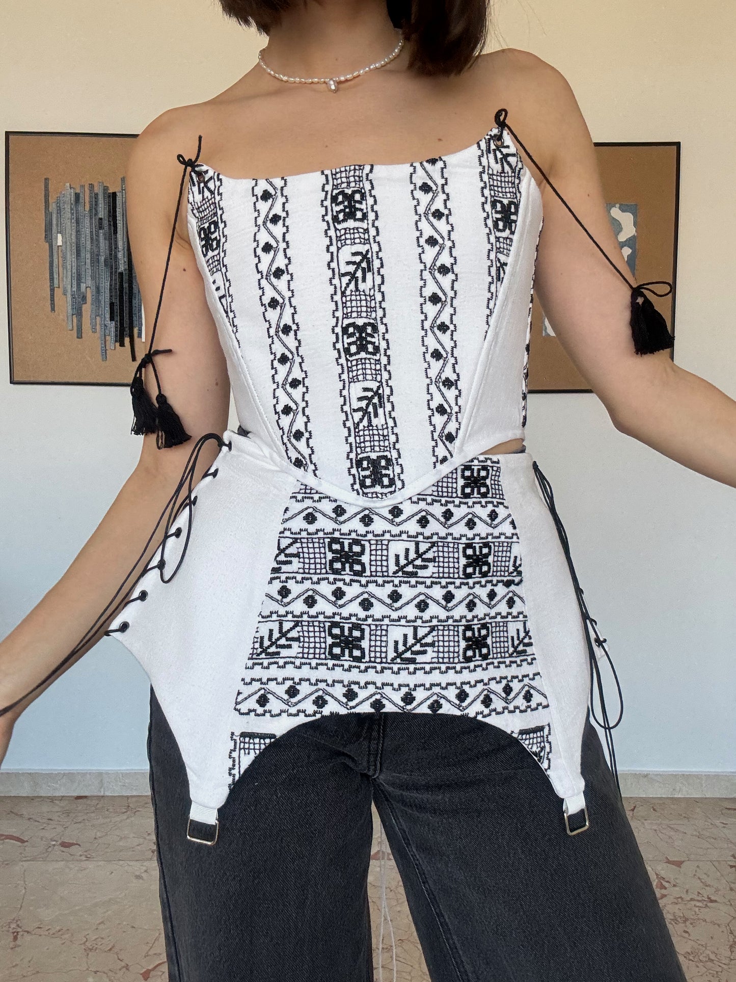 Romanian Folk Corset Belt with geometric motifs