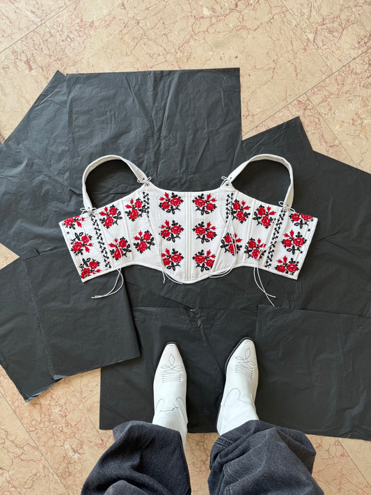 Romanian Folk Corset with floral motifs