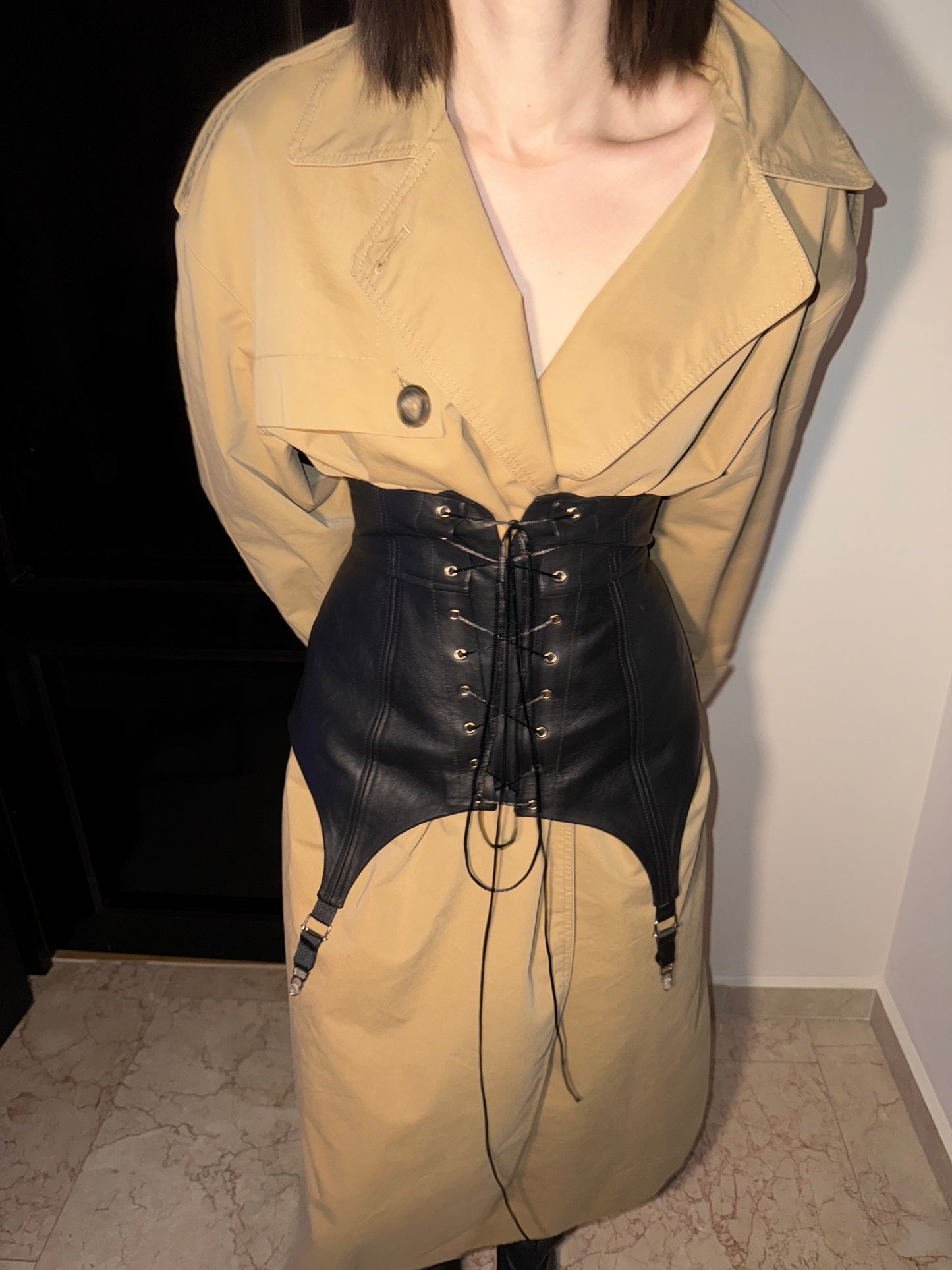Black Genuine Leather Corset Belt [Pre-Order]