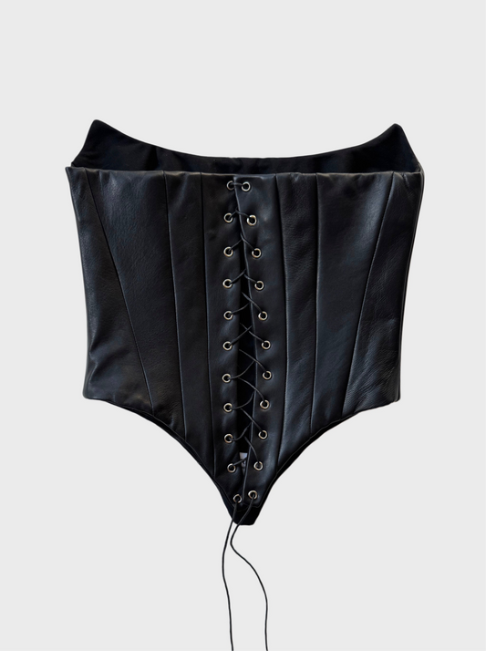 Black Genuine Leather Corset [Pre-Order]