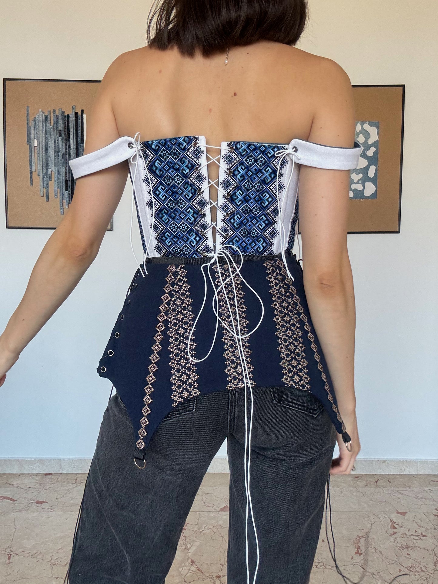 Romanian Folk Corset Belt with geometric motifs