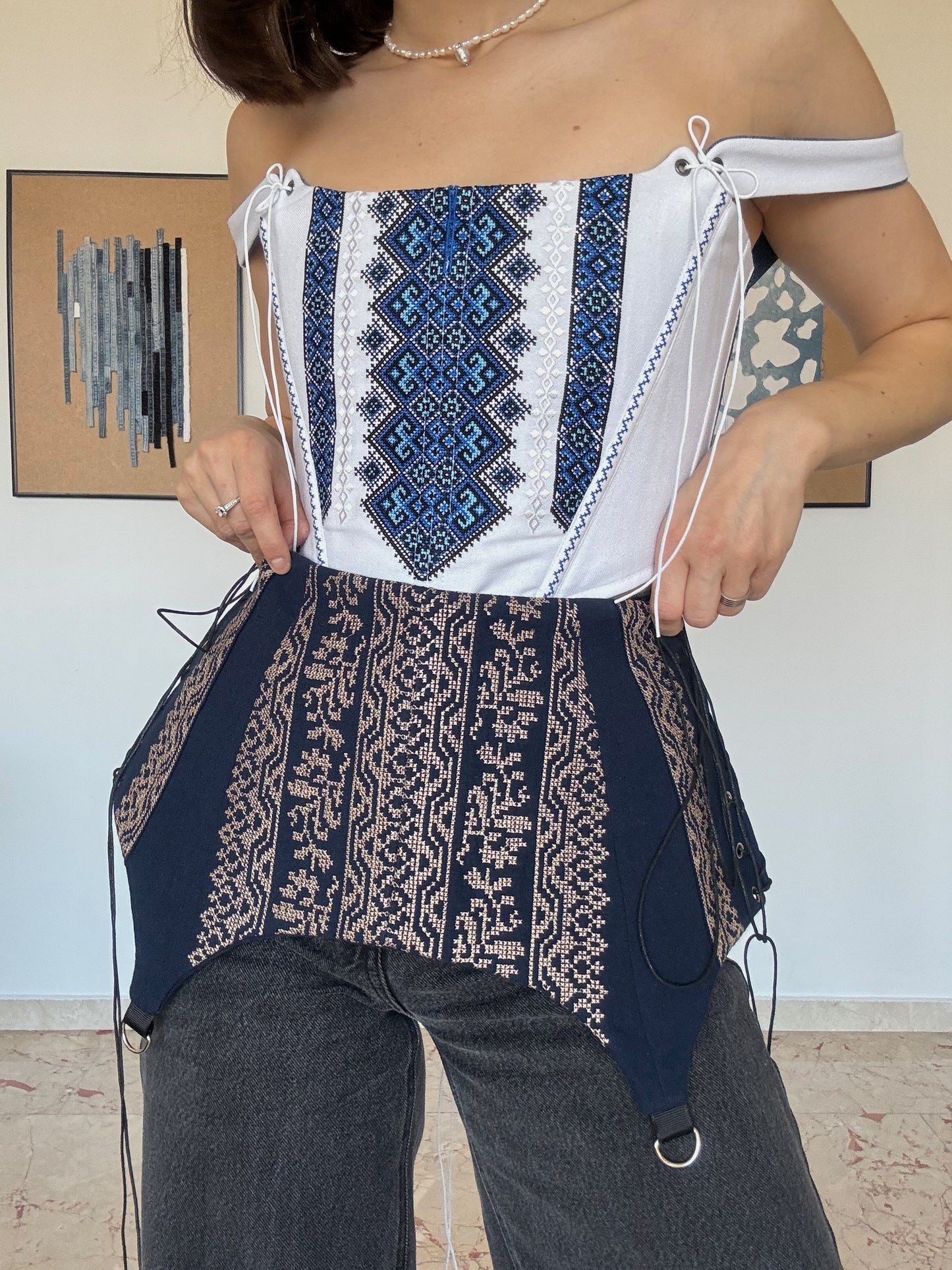 Romanian Folk Corset Belt with geometric motifs