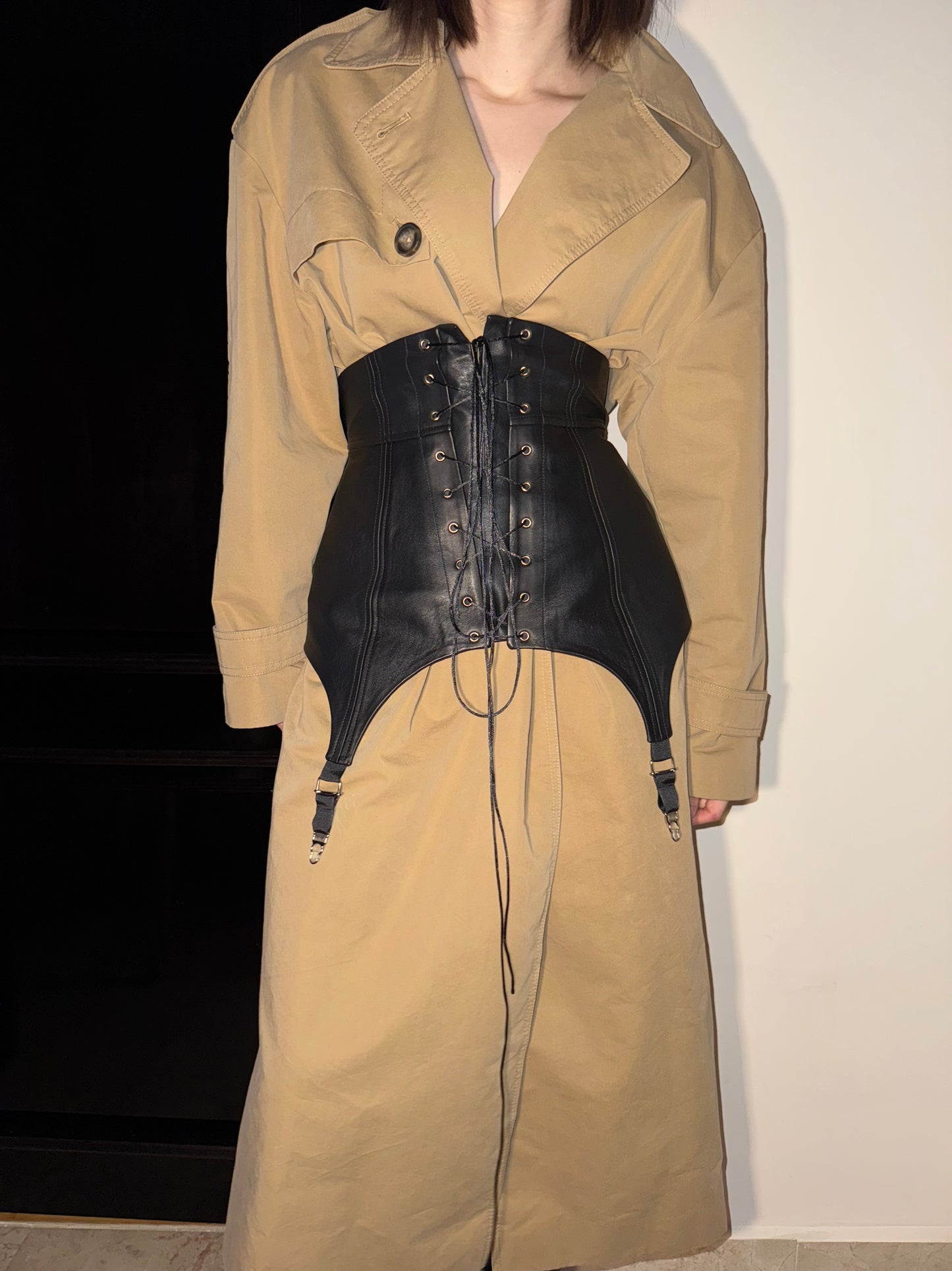 Black Genuine Leather Corset Belt [Pre-Order]