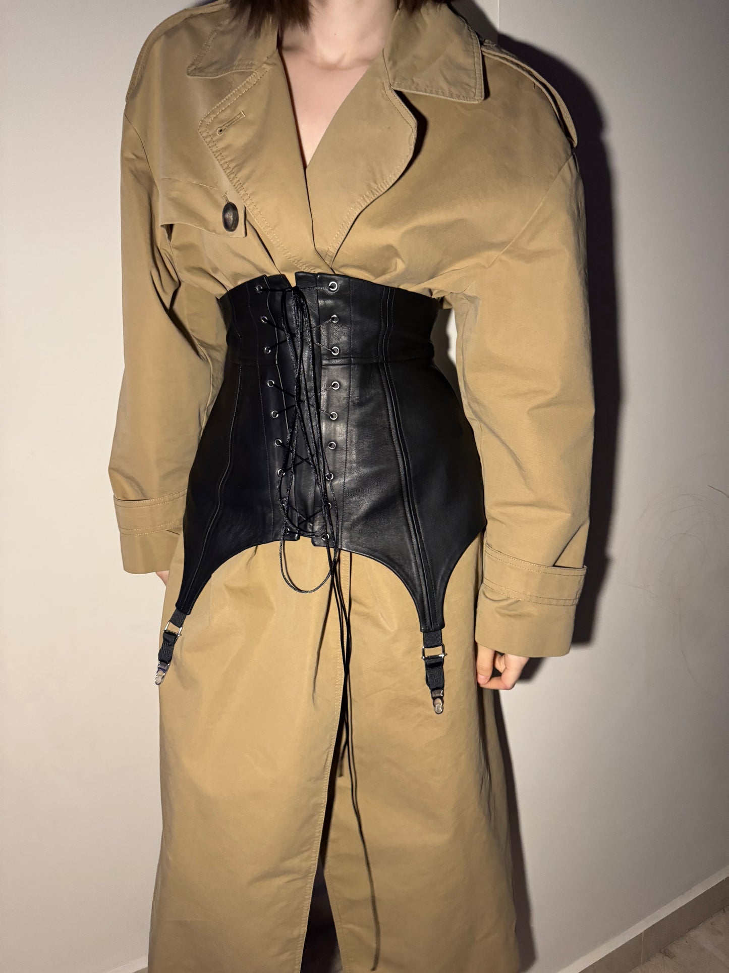 Black Genuine Leather Corset Belt [Pre-Order]