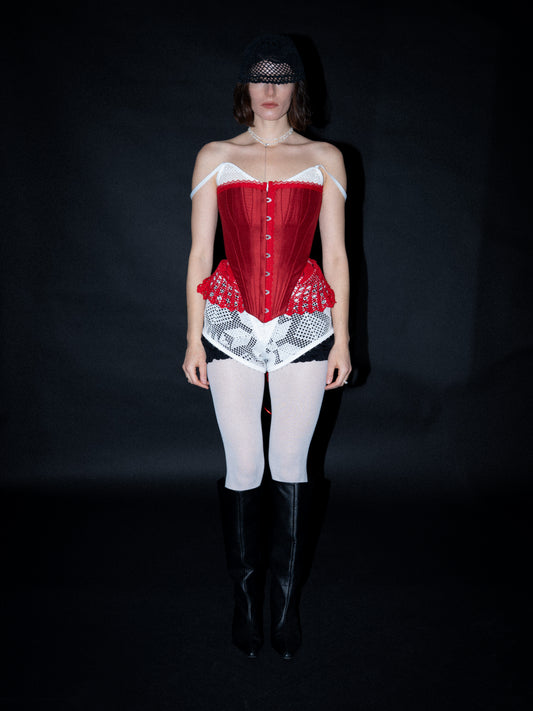 Red Victorian crochet lace corset [Pre-Order]