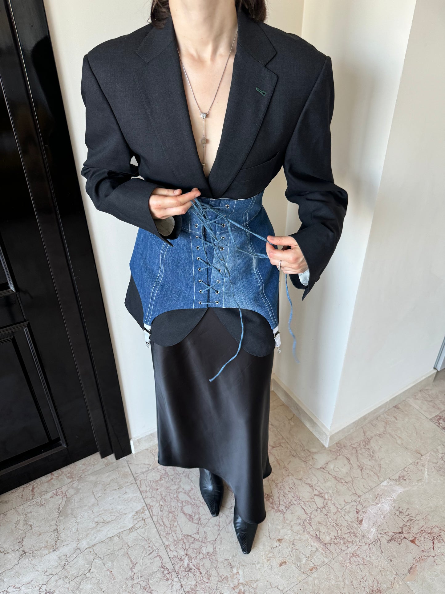 Blue Denim Corset Belt [Pre-Order]