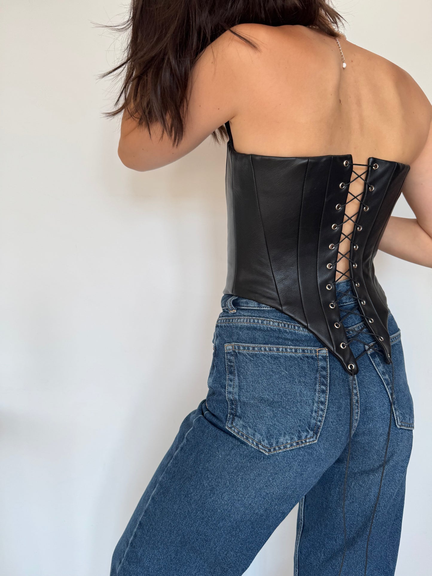 Black Genuine Leather Corset [Pre-Order]