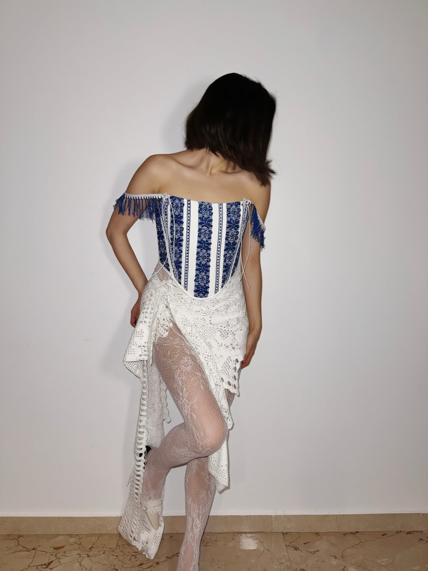 Romanian handwoven folk corset, L
