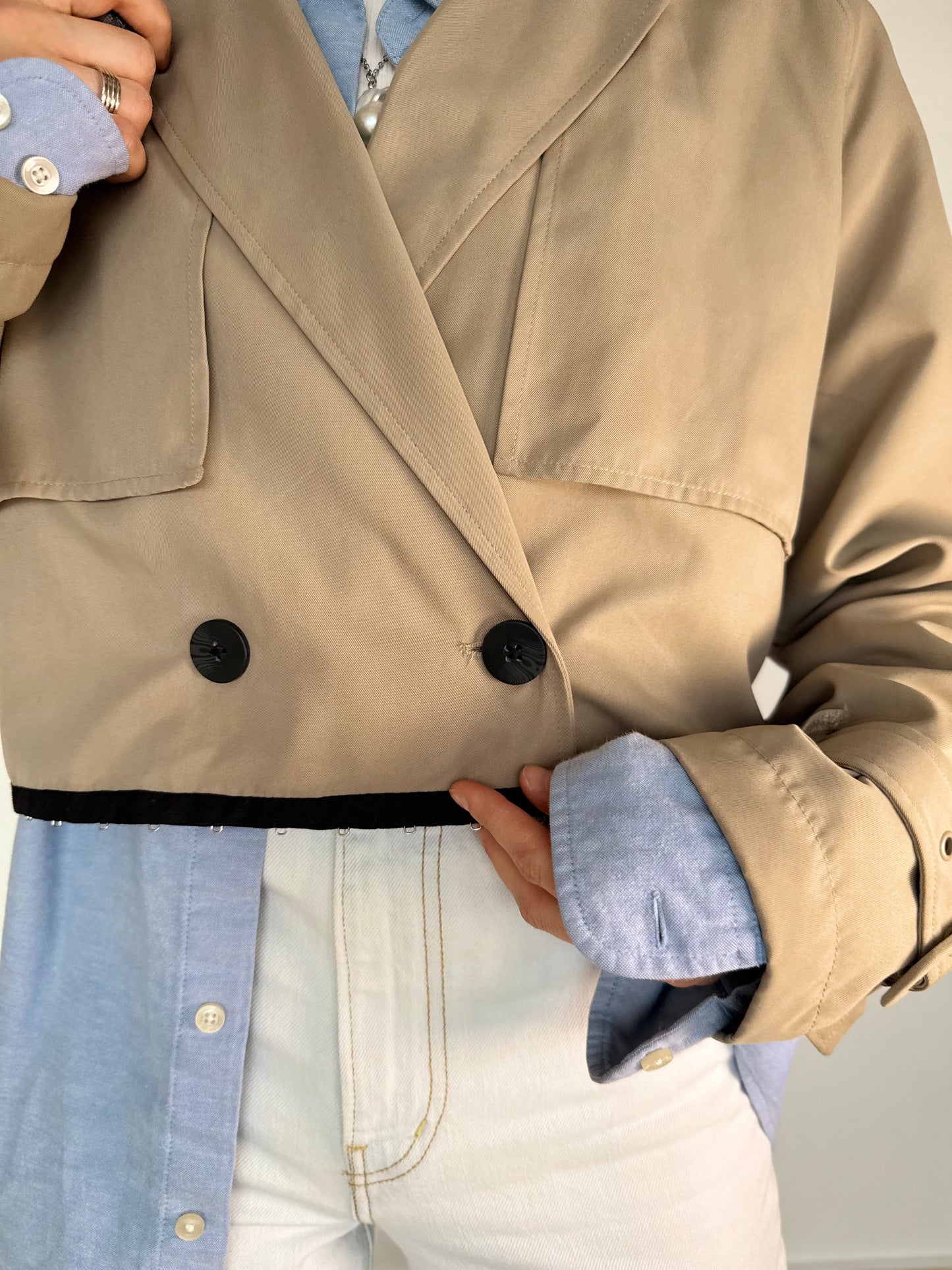 Beige Cropped Trench Coat