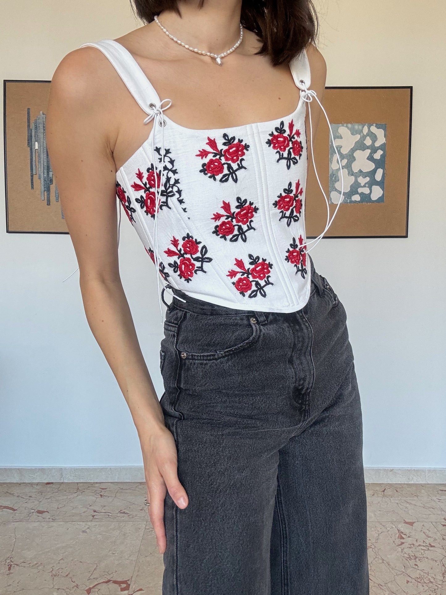 Romanian Folk Corset with floral motifs