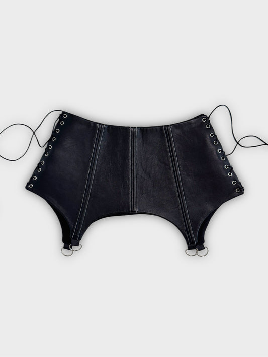 Black Genuine Leather Corset Belt [Pre-Order]