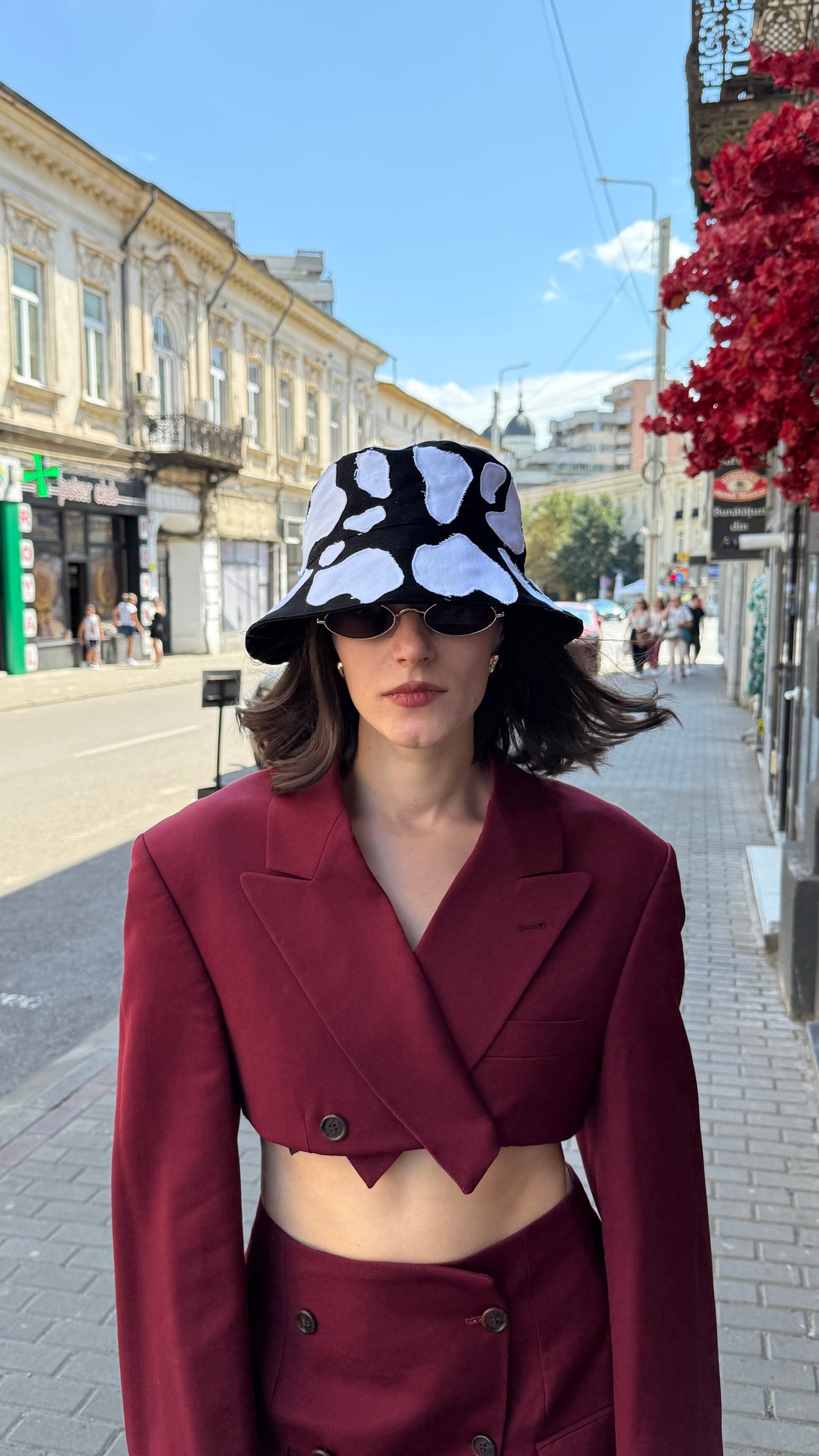 Black Patchwork Bucket Hat