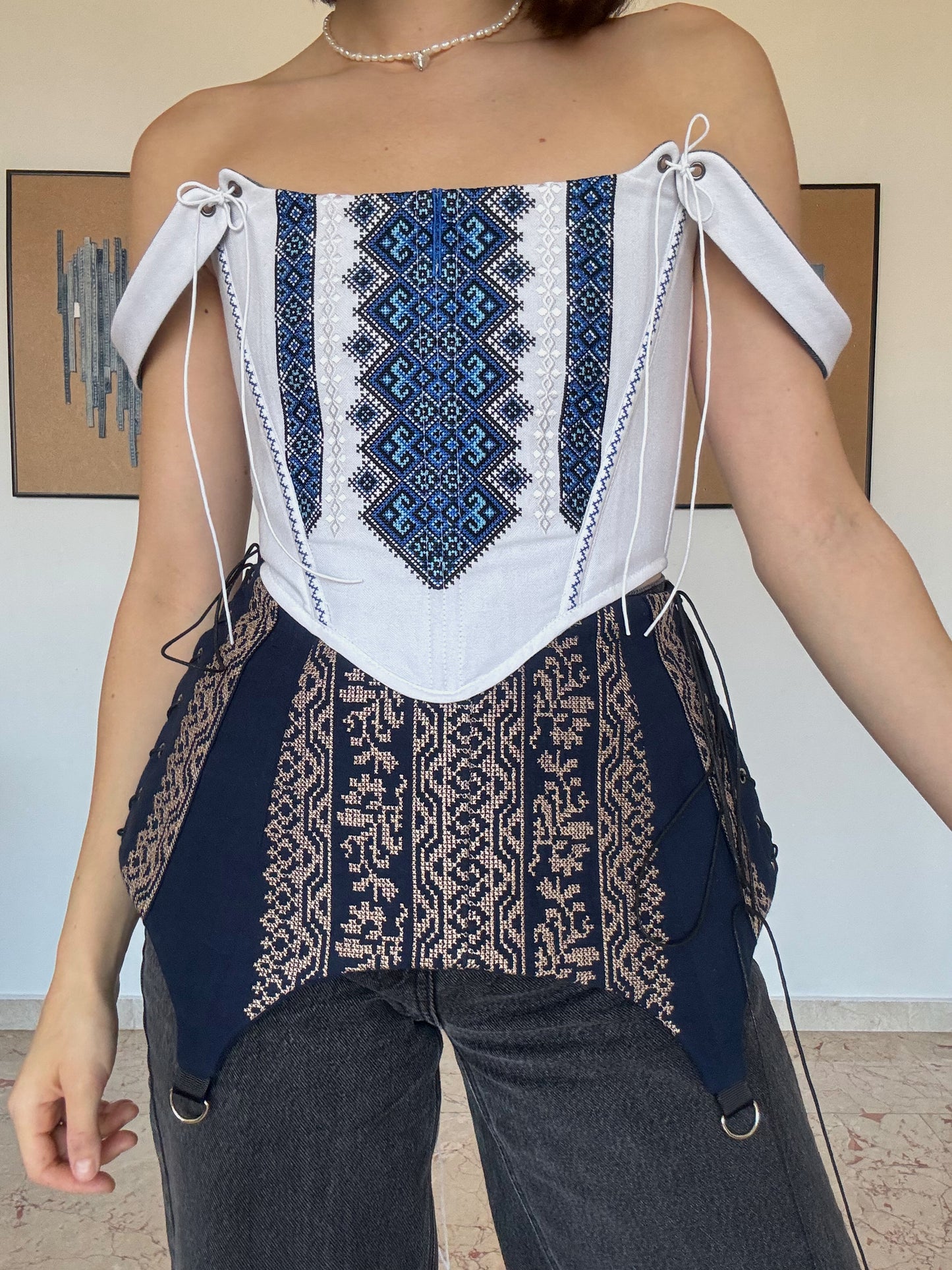 Romanian Folk Corset Belt with geometric motifs