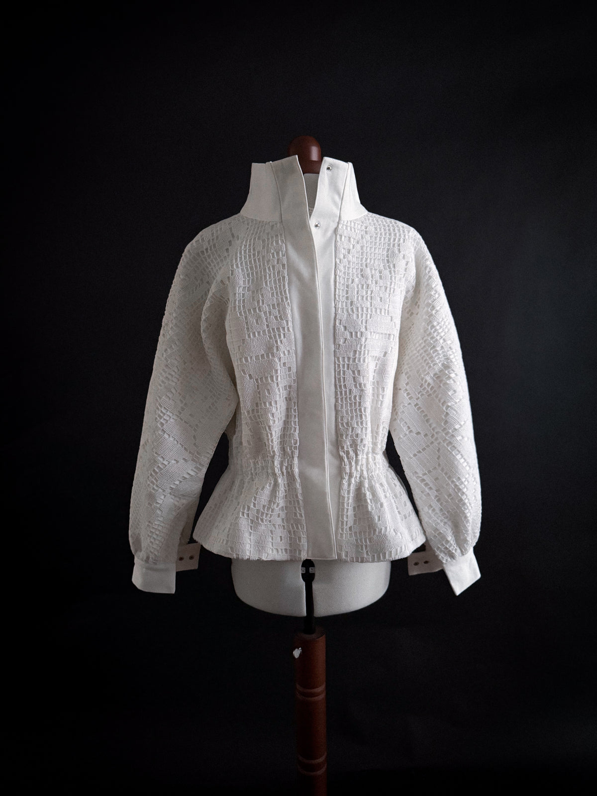 White crochet lace bomber jacket [Pre-Order]