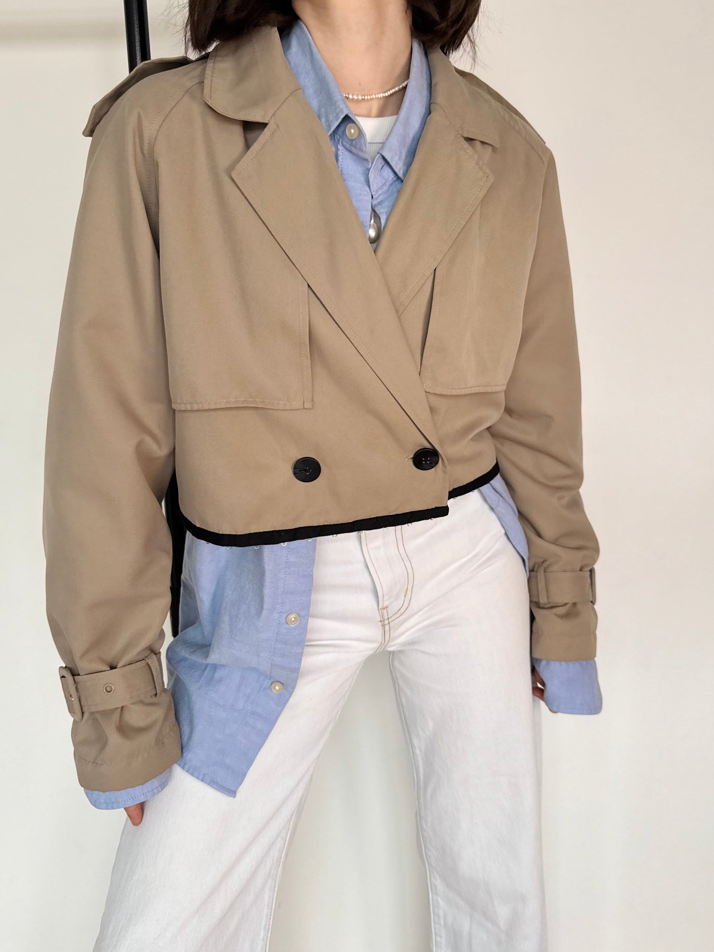 Beige Cropped Trench Coat