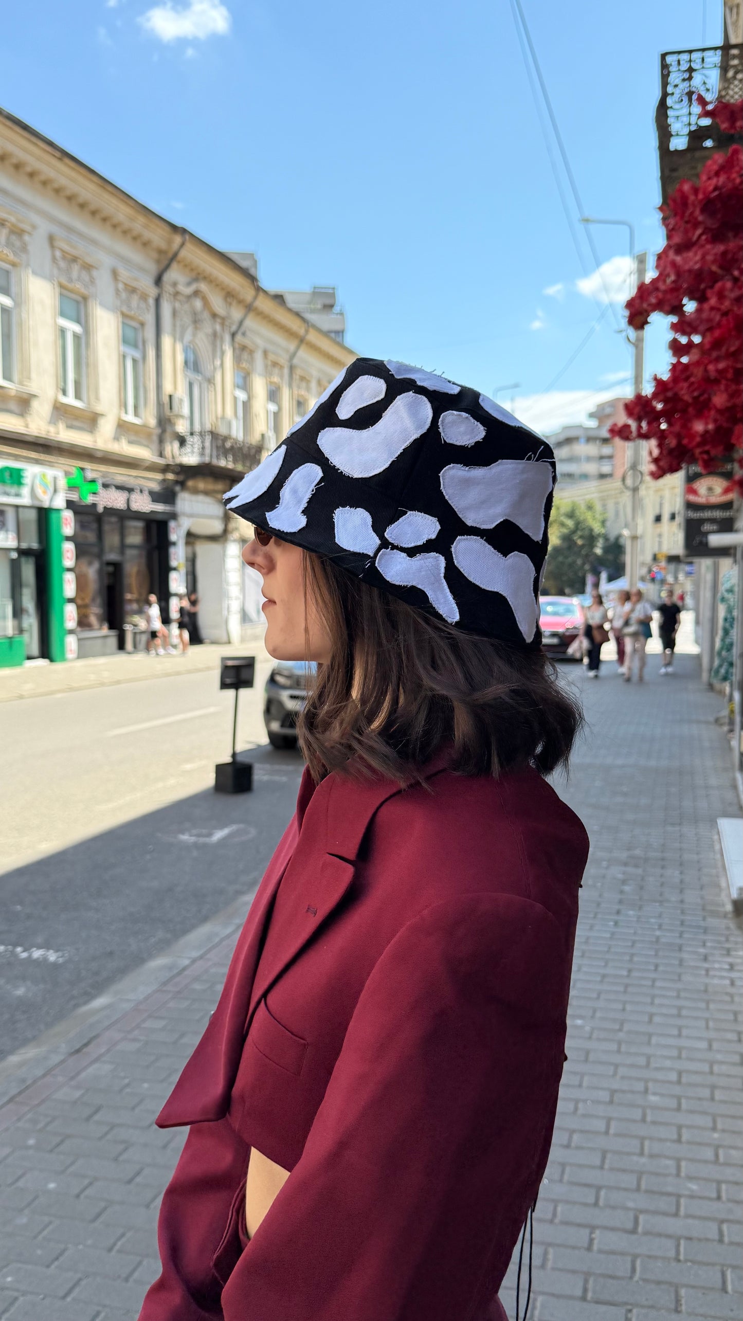 Black Patchwork Bucket Hat