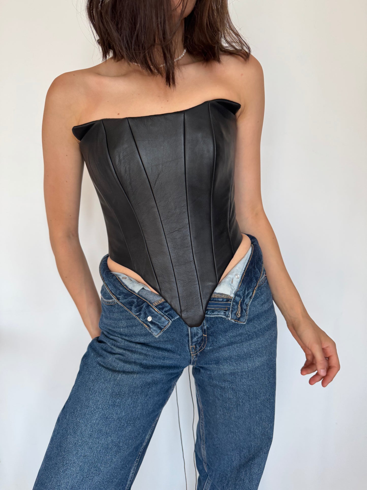 Black Genuine Leather Corset [Pre-Order]