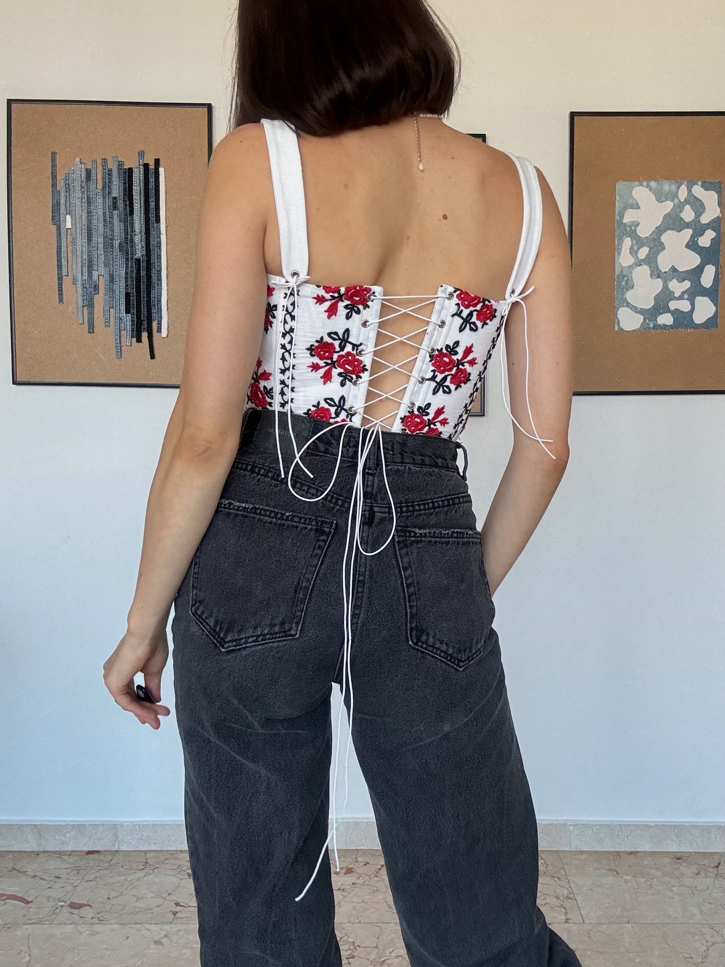 Romanian Folk Corset with floral motifs
