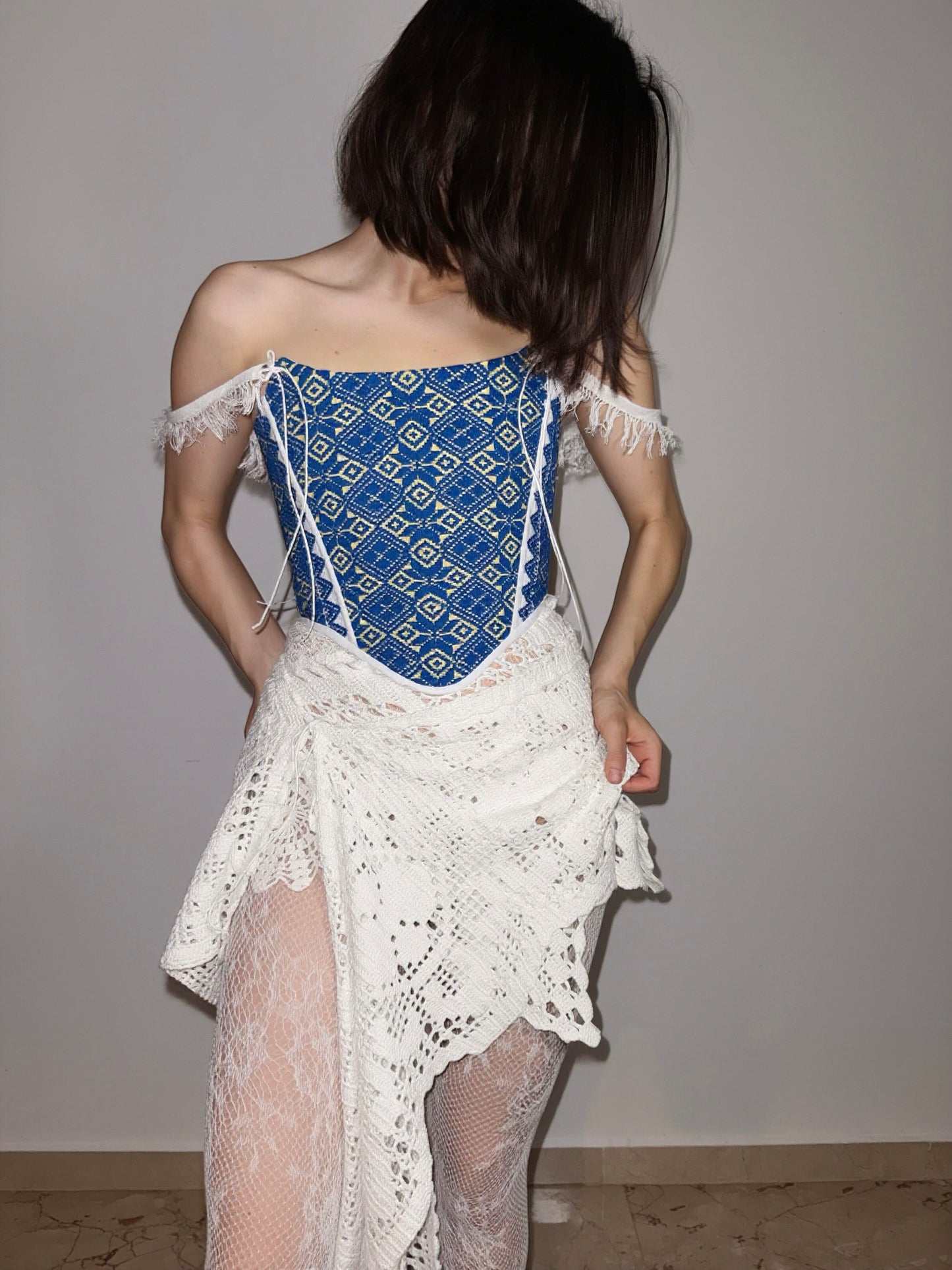 Romanian handwoven folk corset, S