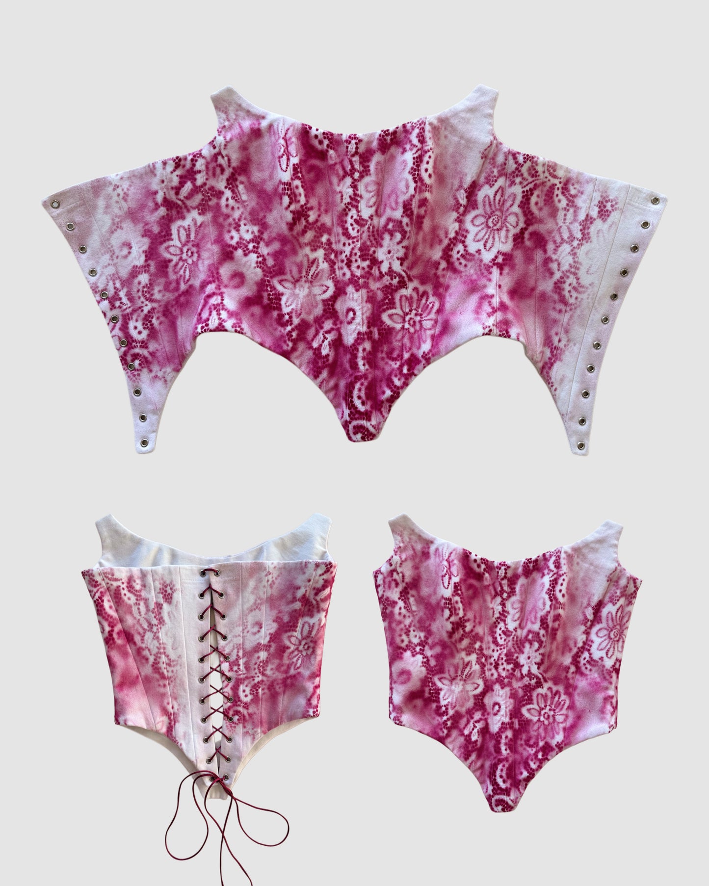 Pink Floral Denim Corset