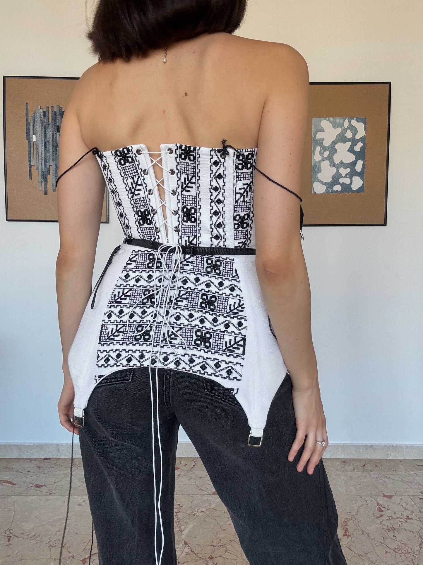 Romanian Folk Corset Belt with geometric motifs