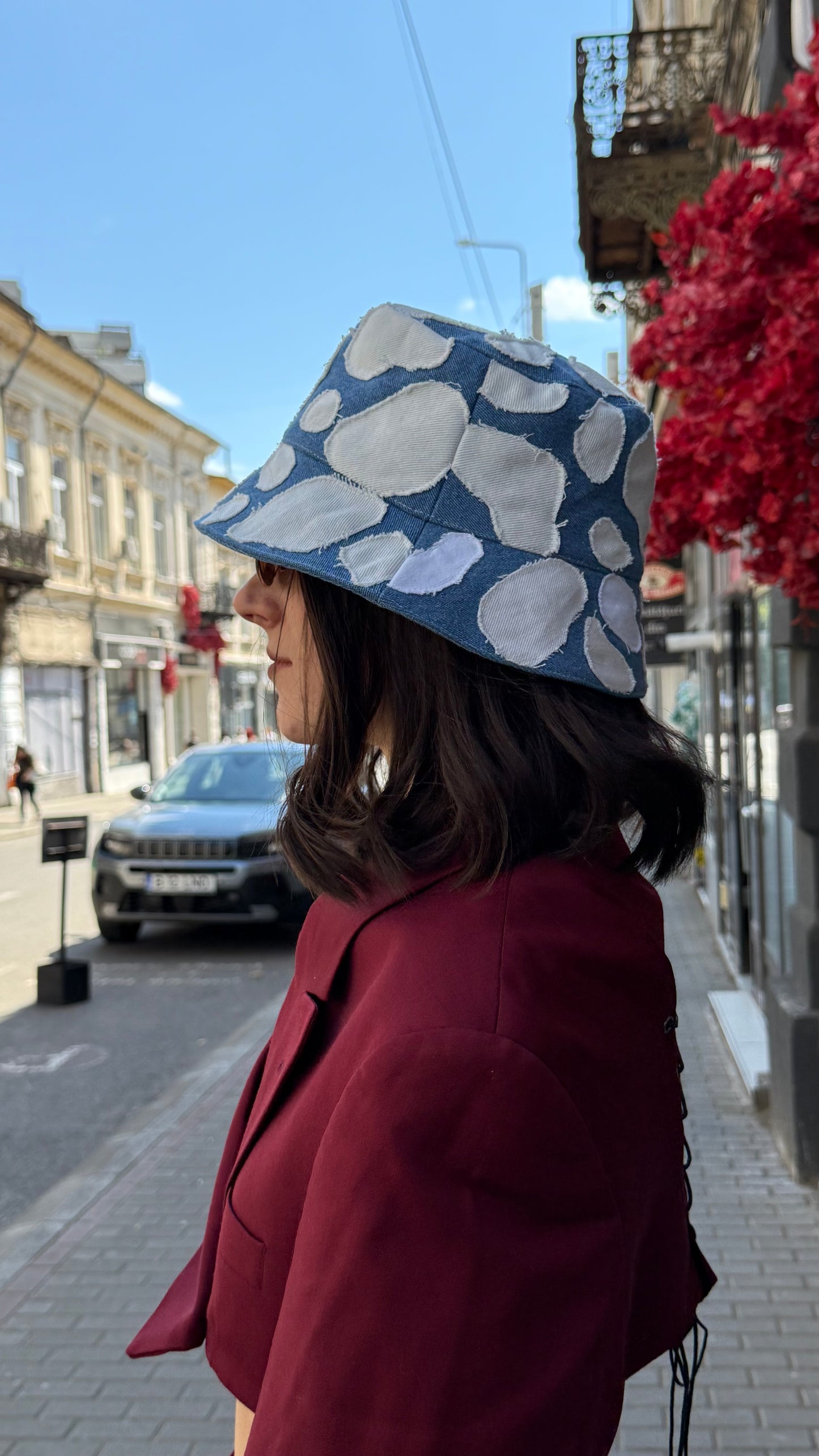 Blue Patchwork Bucket Hat