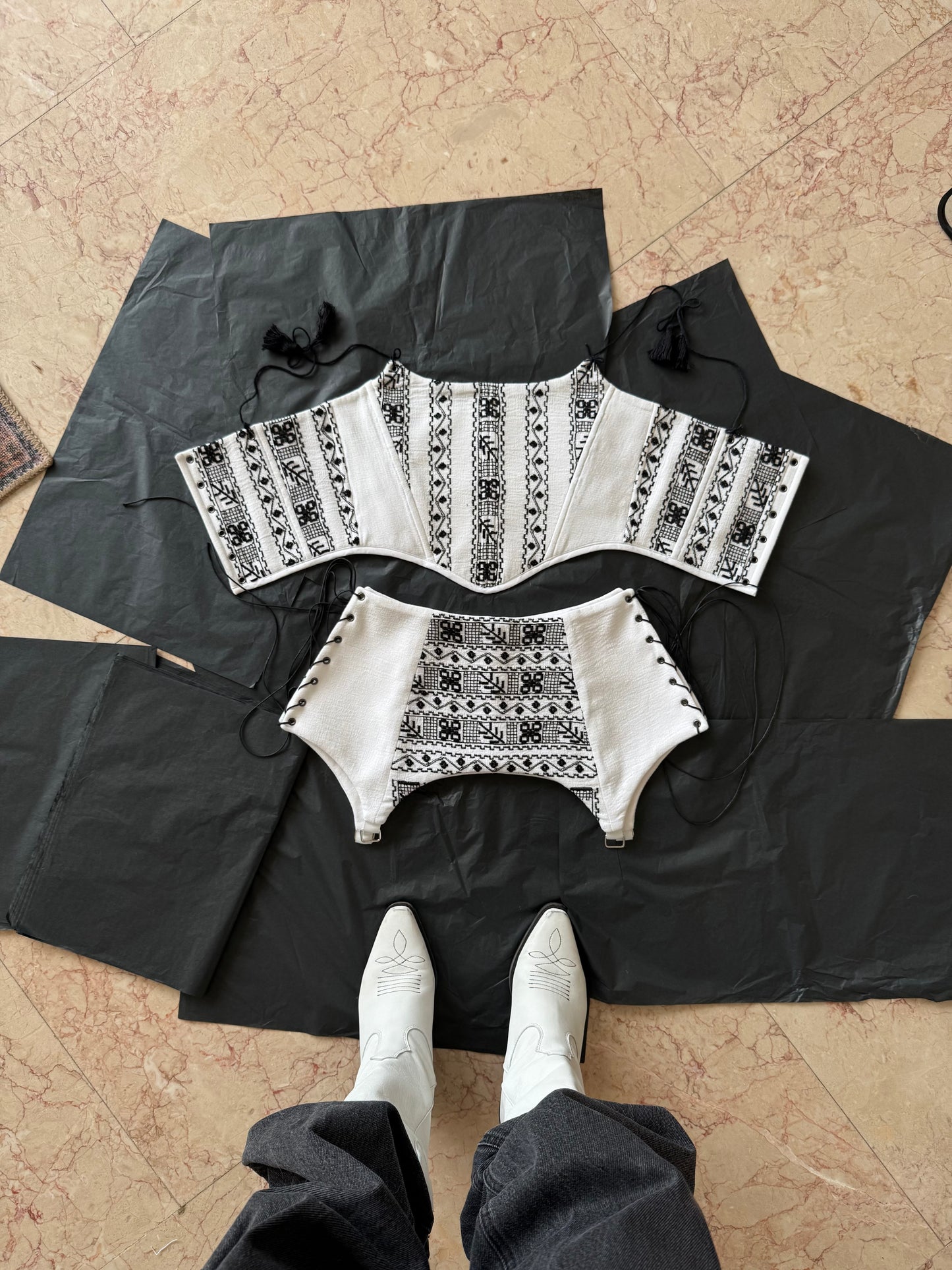 Romanian Folk Corset Belt with geometric motifs