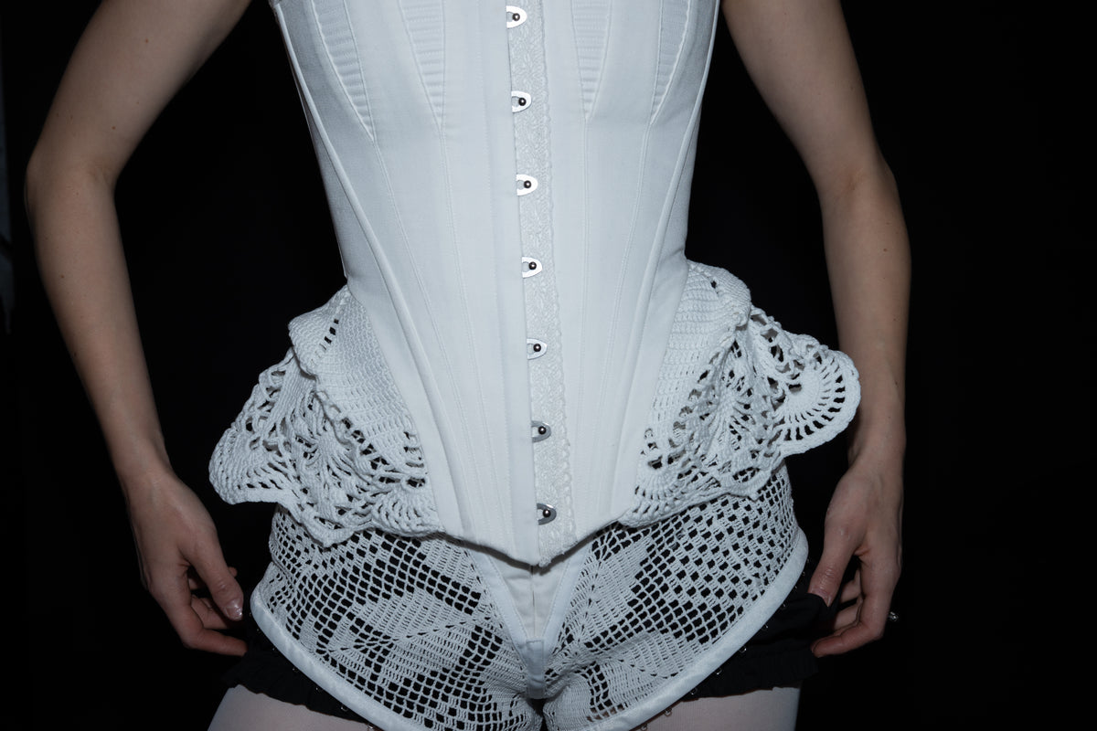 White Victorian crochet lace corset [Pre-Order]