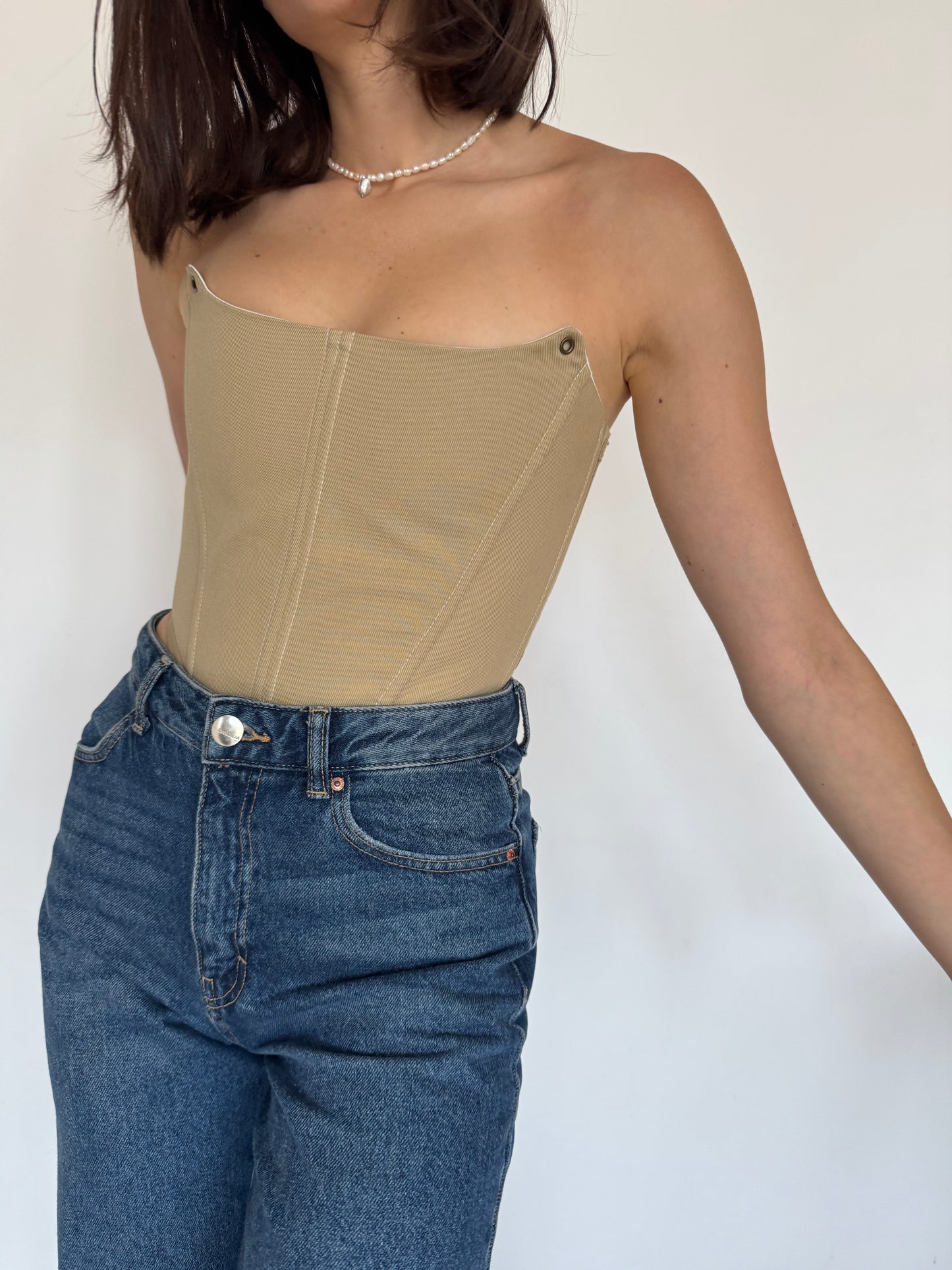 Beige Denim Corset