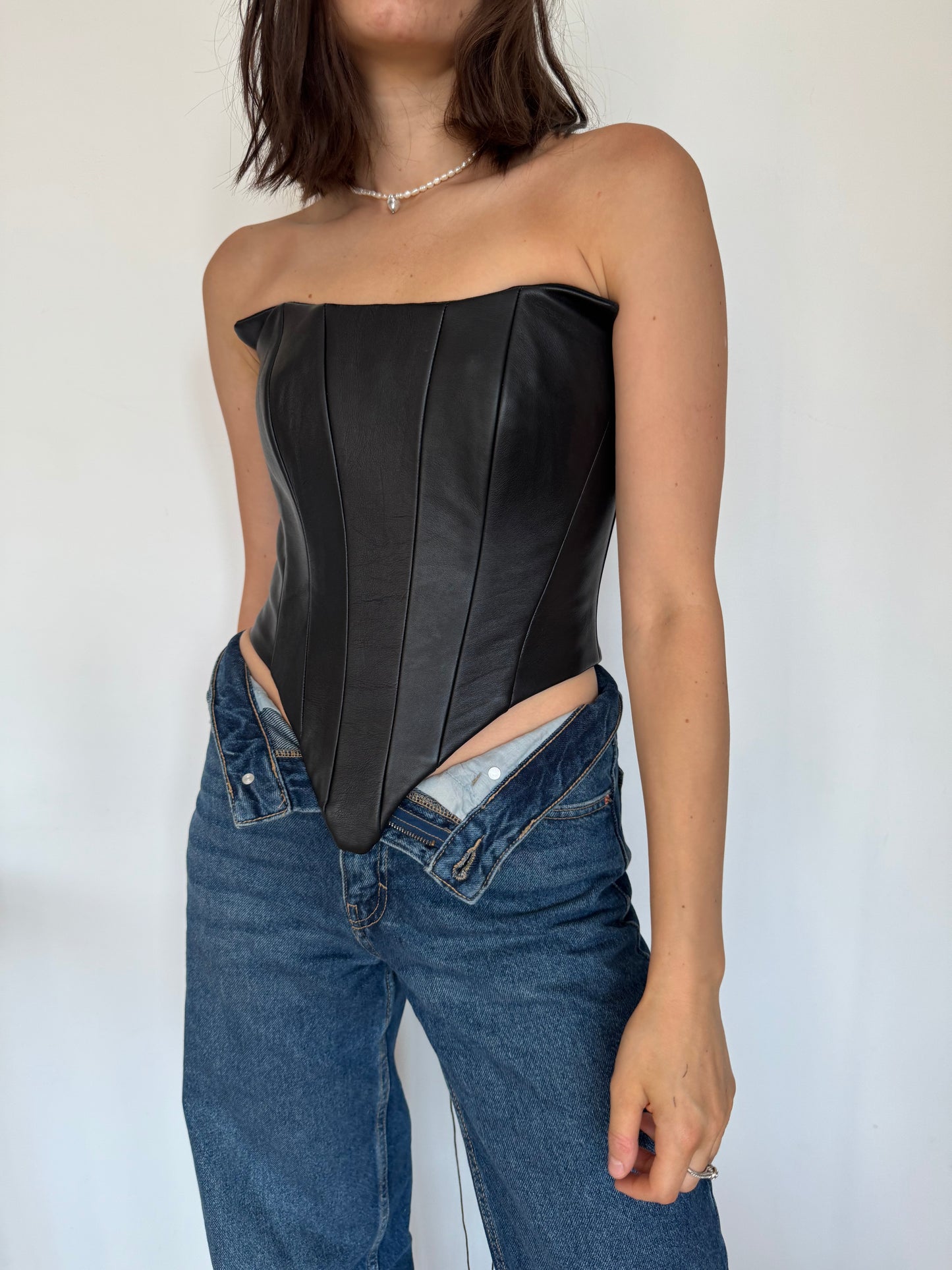 Black Genuine Leather Corset [Pre-Order]