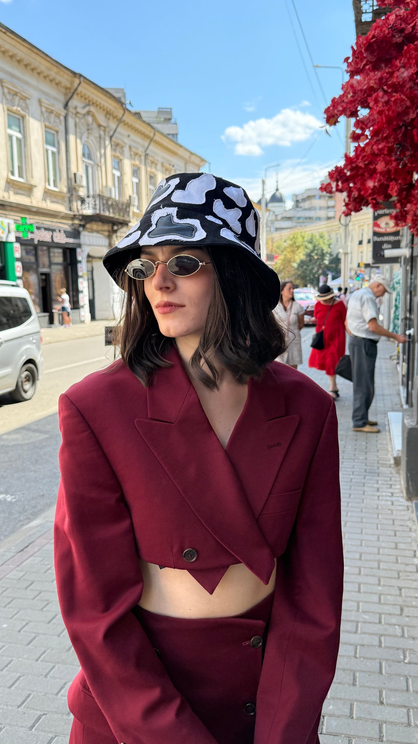 Black Patchwork Bucket Hat