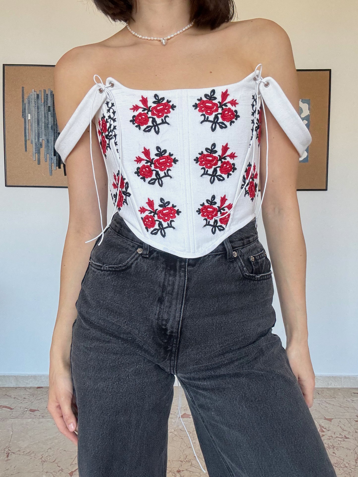 Romanian Folk Corset with floral motifs