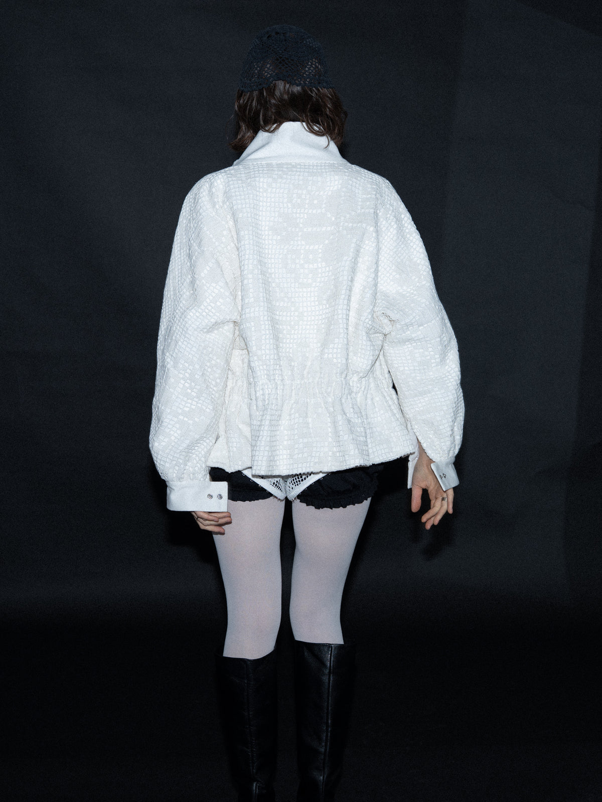 White crochet lace bomber jacket [Pre-Order]