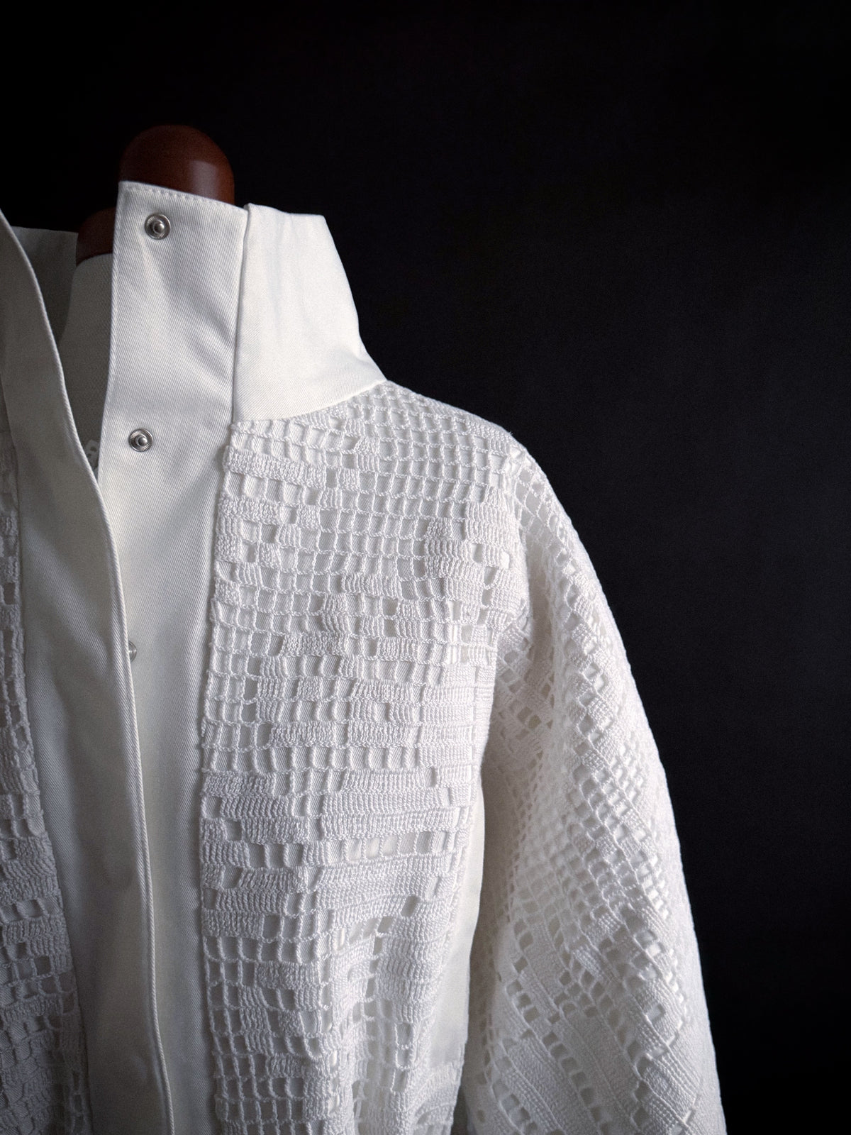 White crochet lace bomber jacket [Pre-Order]