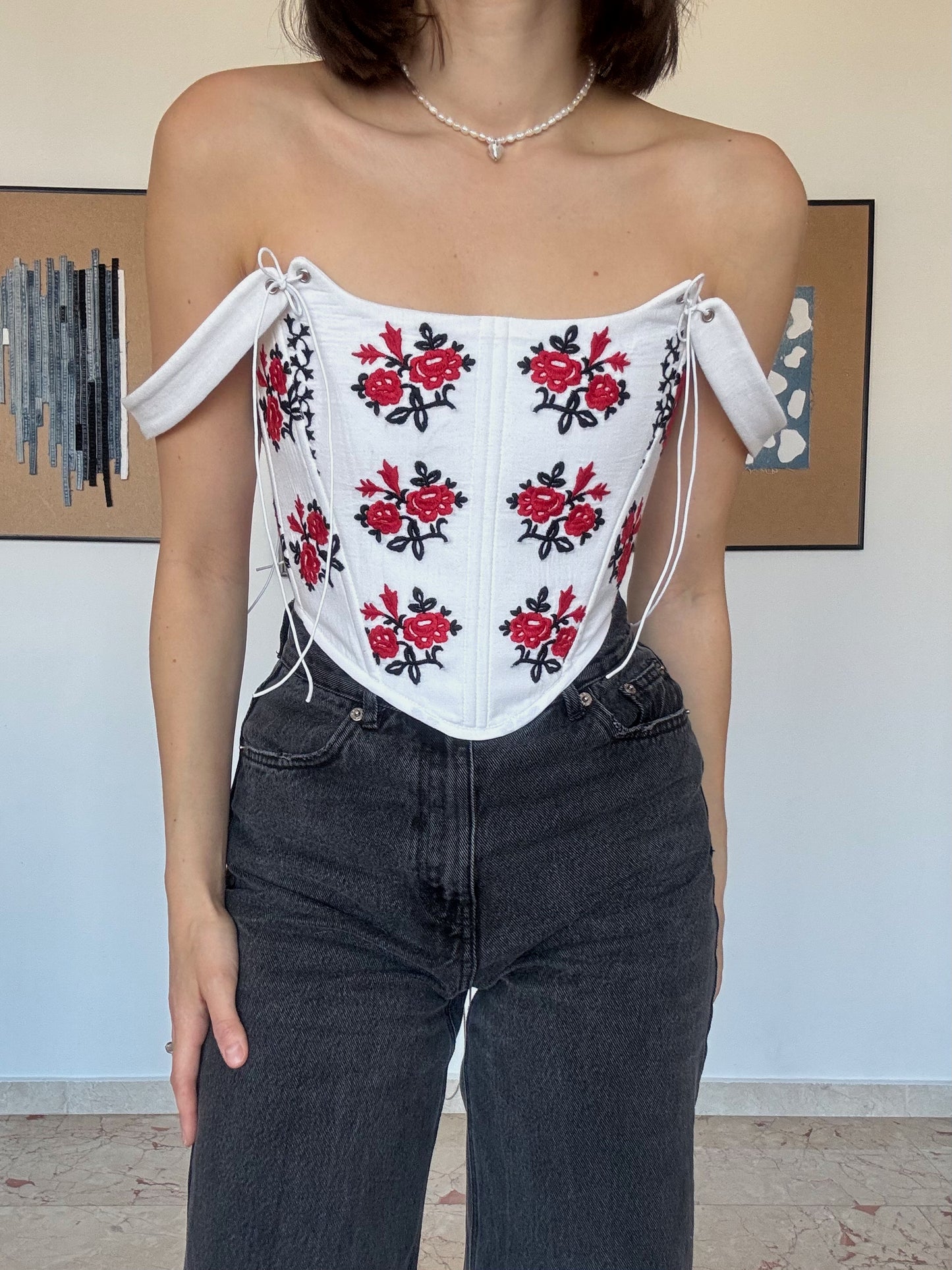 Romanian Folk Corset with floral motifs