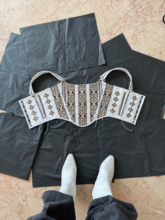 Romanian Folk Corset with geometric motifs
