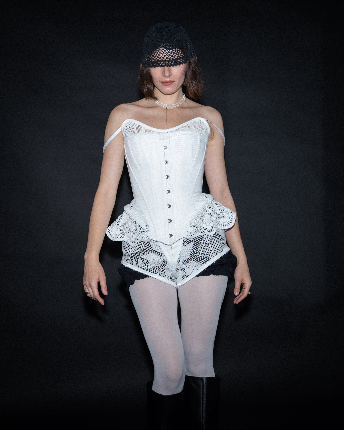 White Victorian crochet lace corset [Pre-Order]