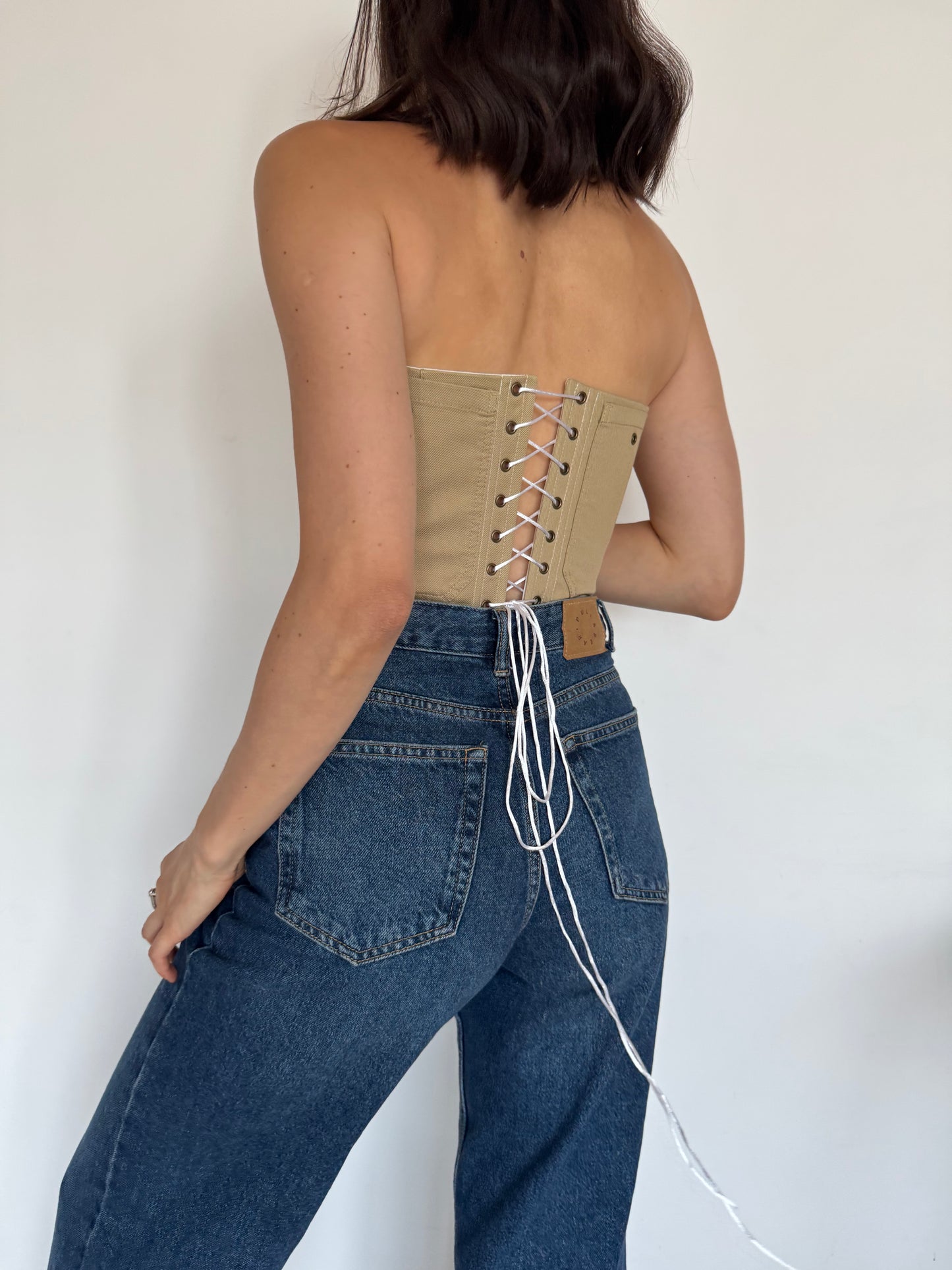 Beige Denim Corset
