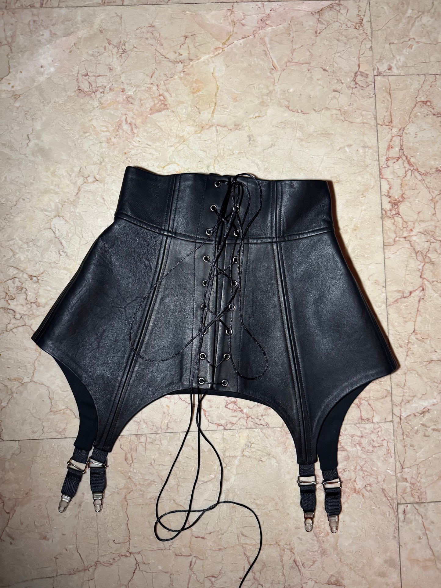 Black Genuine Leather Corset Belt [Pre-Order]