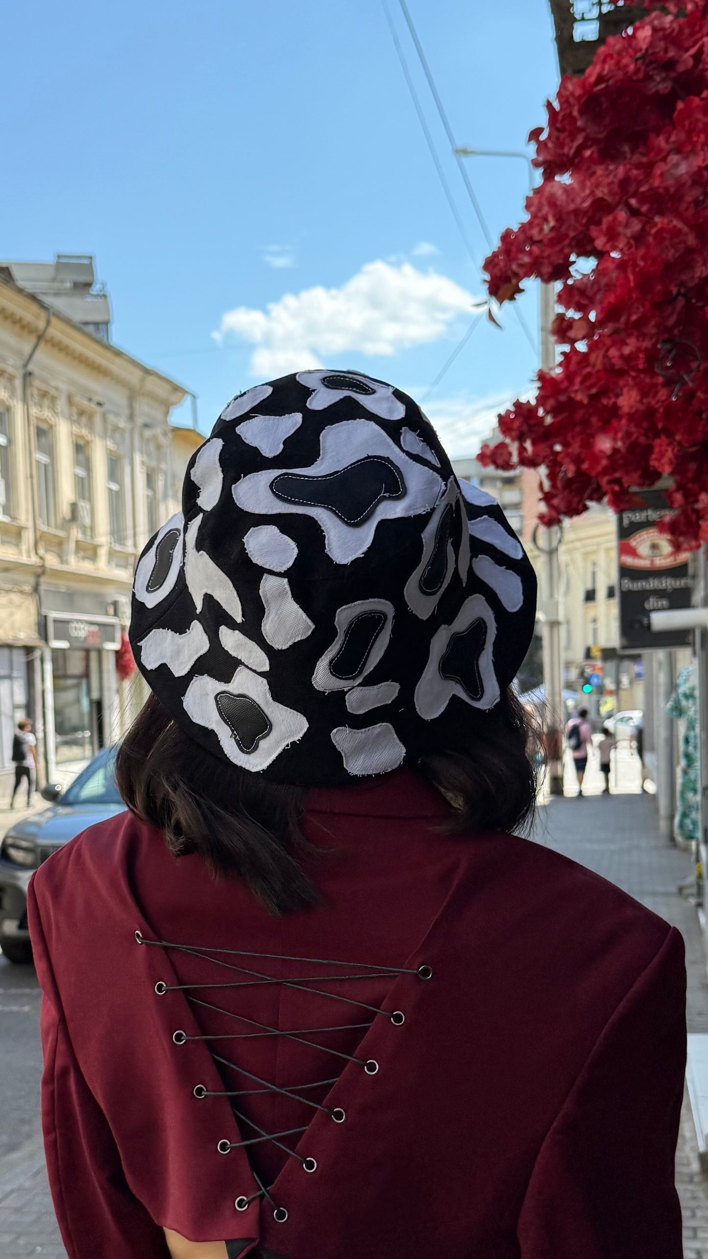 Black Patchwork Bucket Hat