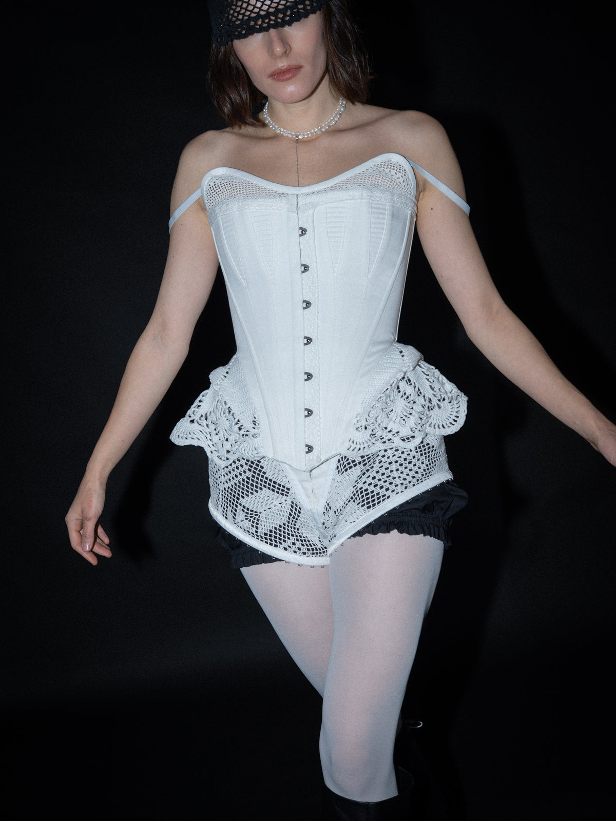 White Victorian crochet lace corset [Pre-Order]
