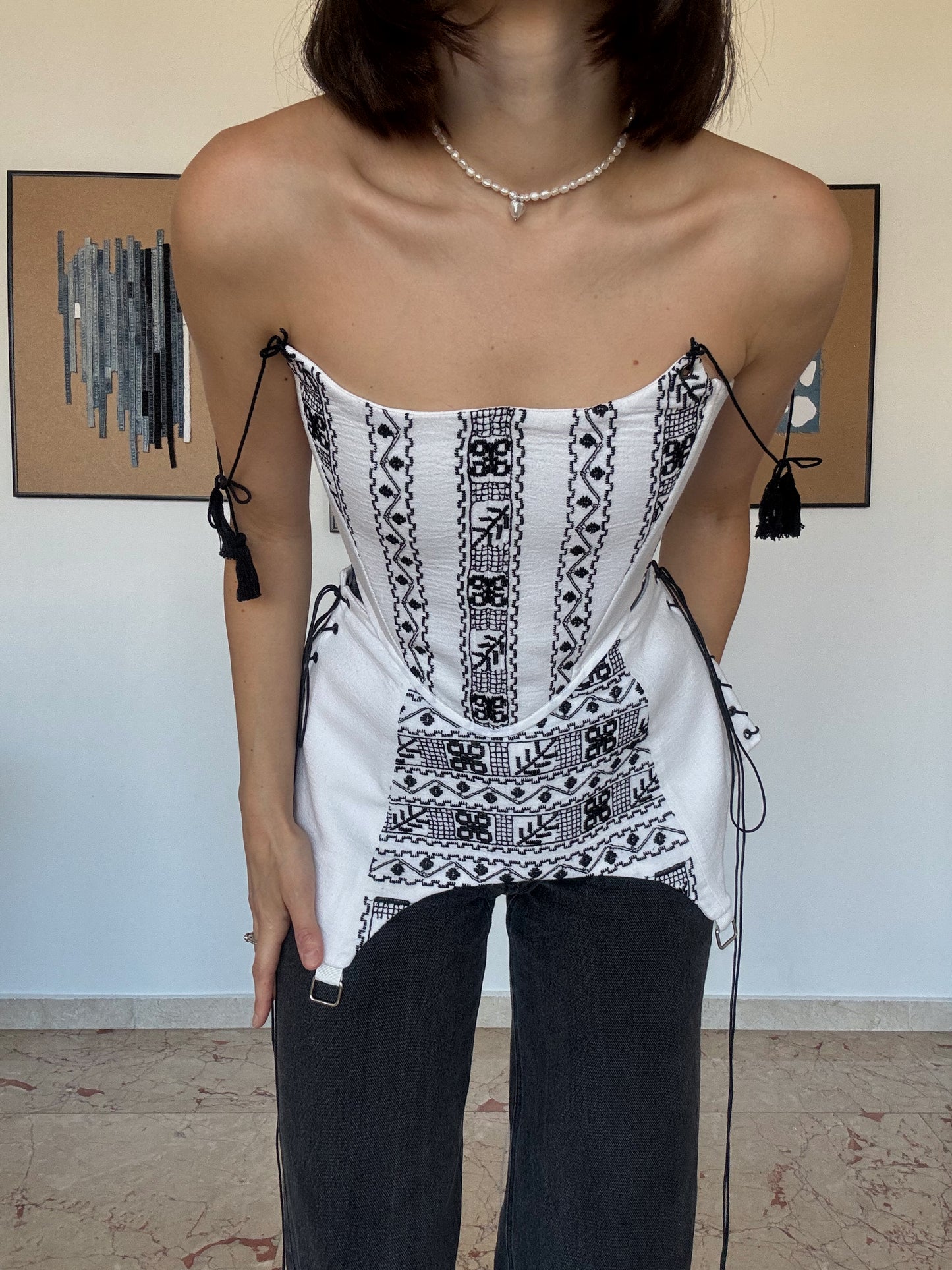 Romanian Folk Corset Belt with geometric motifs