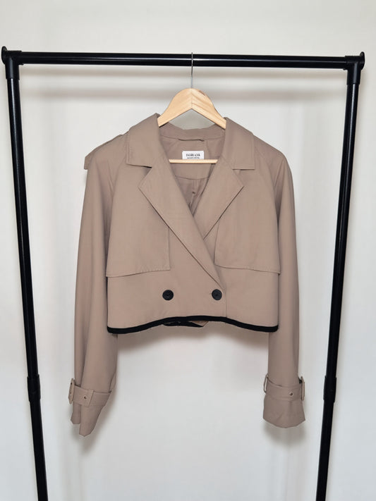 Beige Cropped Trench Coat