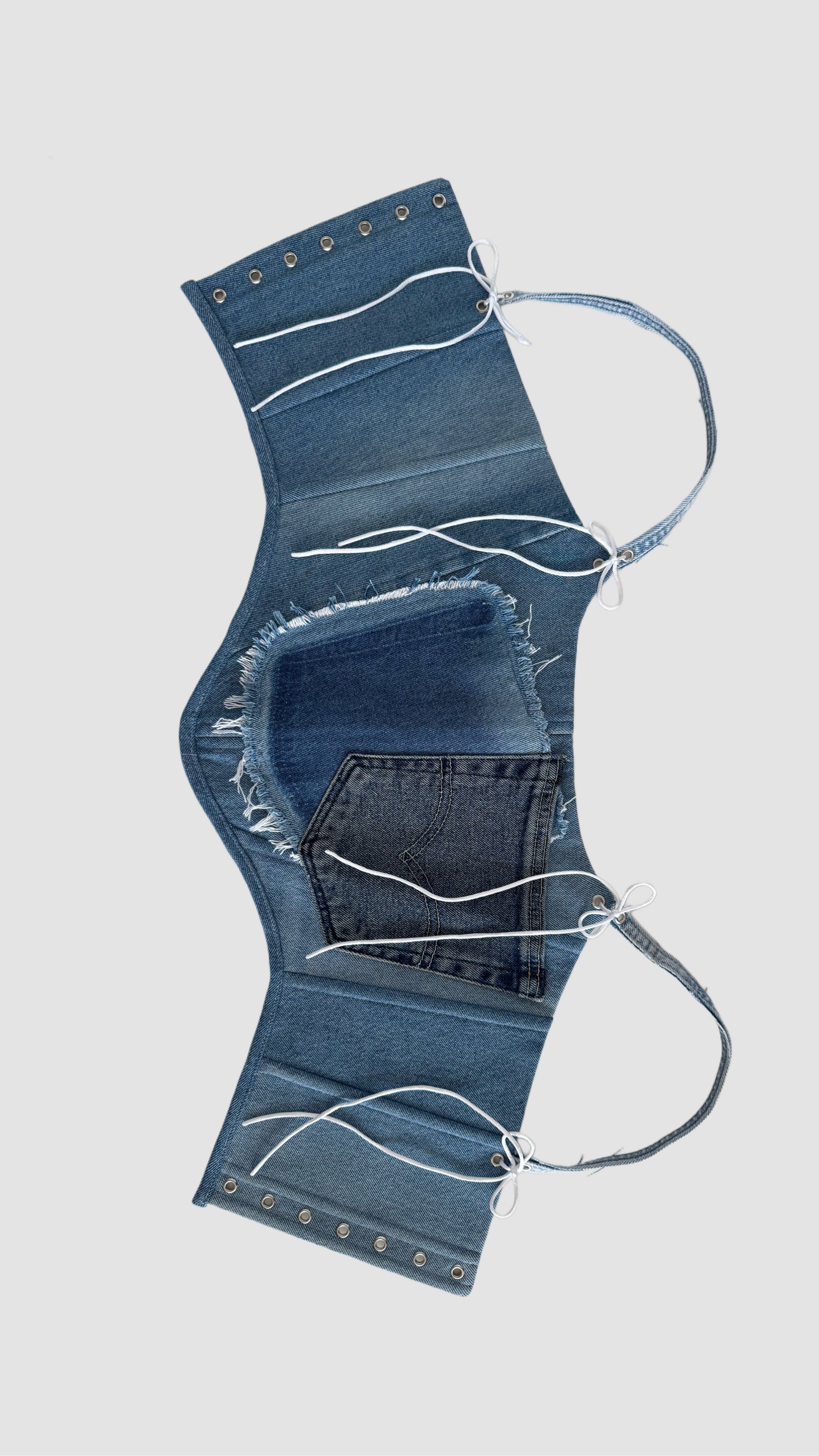 Blue Denim Corset with Front Pocket [Pre-Order]