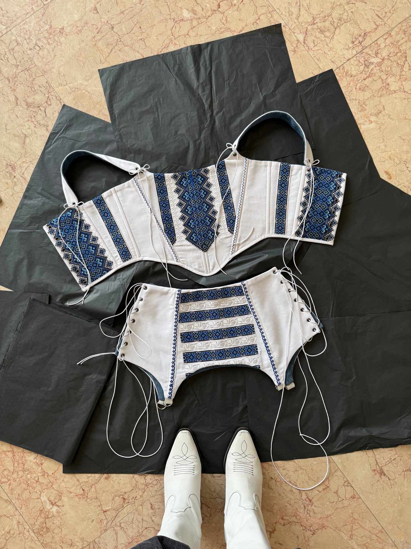 Romanian Folk Corset Belt with geometric motifs